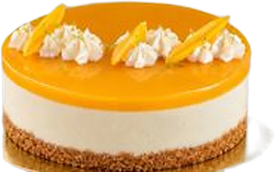 Tarta de mousse con cobertura de naranja y merengues